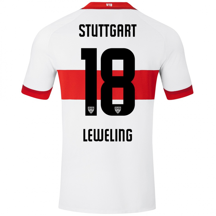 Hombre Camiseta Jamie Leweling #18 Blanco Rojo 1ª Equipación 2024/25 La Camisa