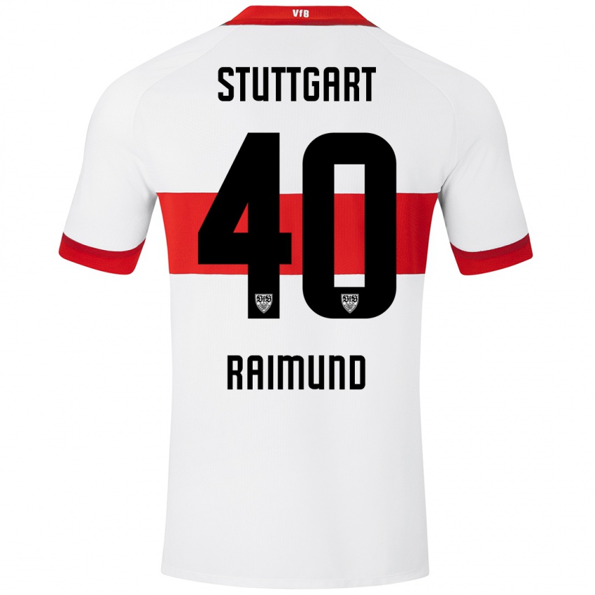 Hombre Camiseta Luca Raimund #40 Blanco Rojo 1ª Equipación 2024/25 La Camisa