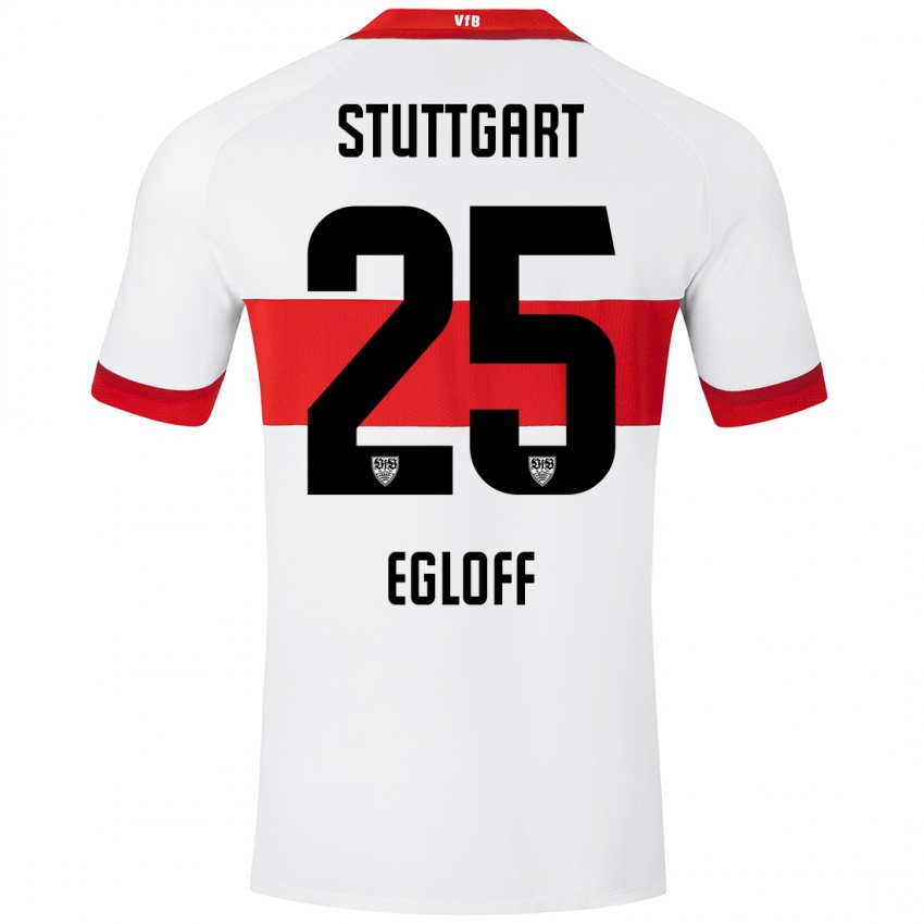 Hombre Camiseta Lilian Egloff #25 Blanco Rojo 1ª Equipación 2024/25 La Camisa