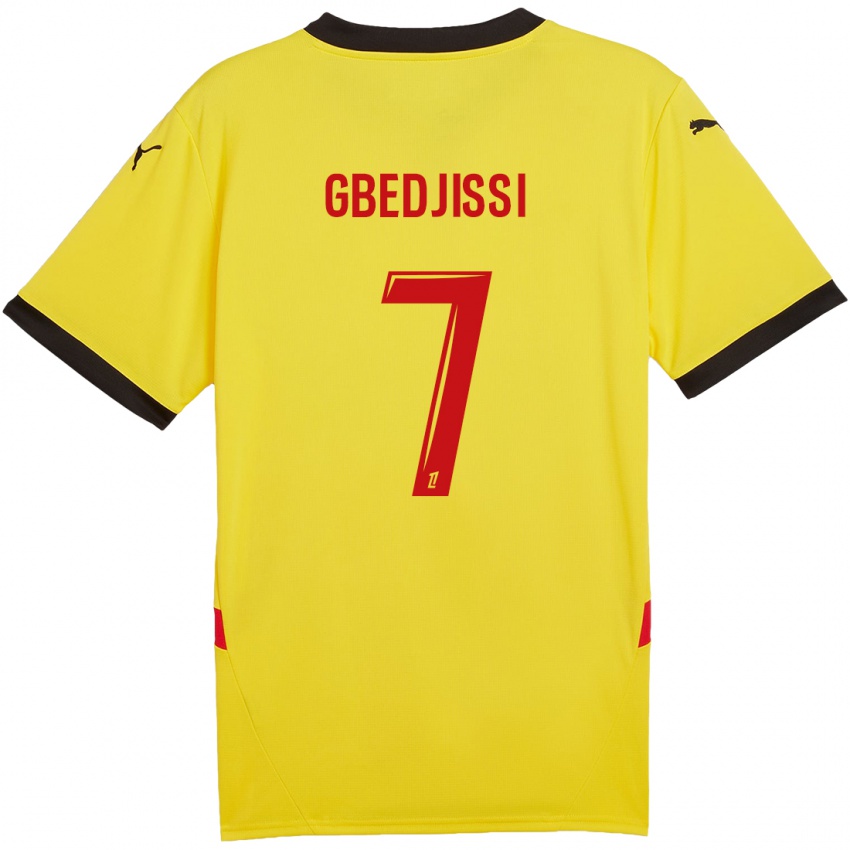 Hombre Camiseta Aude Gbedjissi #7 Amarillo Rojo 1ª Equipación 2024/25 La Camisa