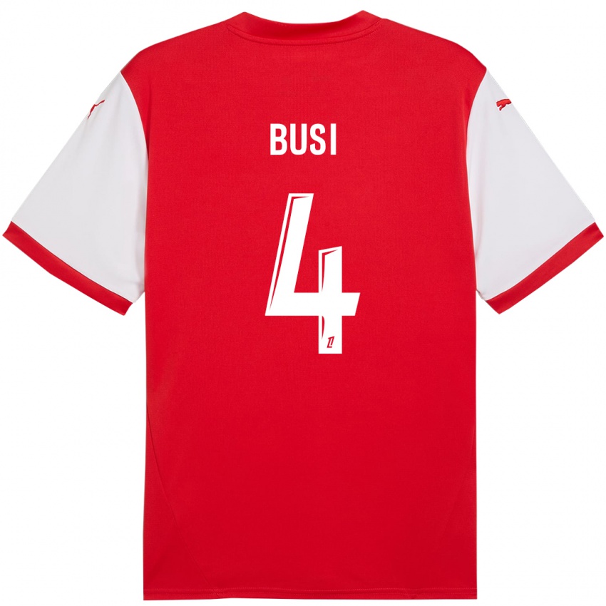 Hombre Camiseta Maxime Busi #4 Rojo Blanco 1ª Equipación 2024/25 La Camisa