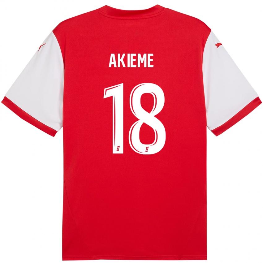 Hombre Camiseta Sergio Akieme #18 Rojo Blanco 1ª Equipación 2024/25 La Camisa