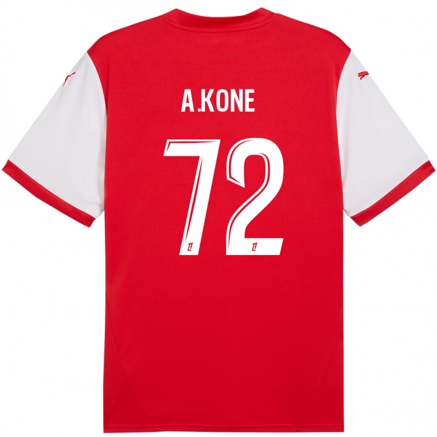 Hombre Camiseta Amadou Koné #72 Rojo Blanco 1ª Equipación 2024/25 La Camisa