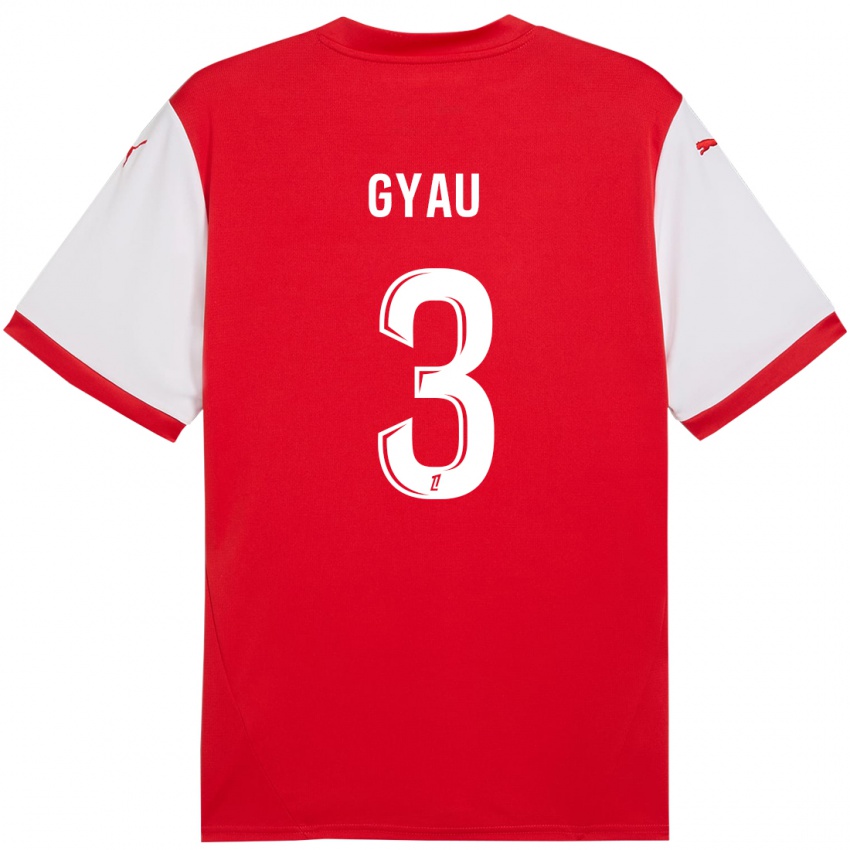 Hombre Camiseta Mia Gyau #3 Rojo Blanco 1ª Equipación 2024/25 La Camisa