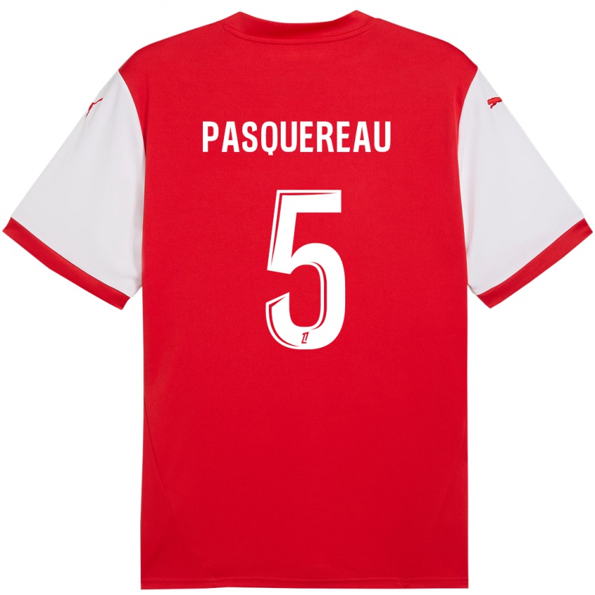 Hombre Camiseta Julie Pasquereau #5 Rojo Blanco 1ª Equipación 2024/25 La Camisa