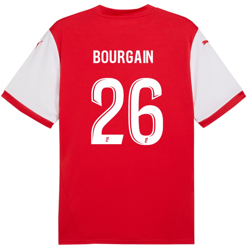 Hombre Camiseta Lea Bourgain #26 Rojo Blanco 1ª Equipación 2024/25 La Camisa