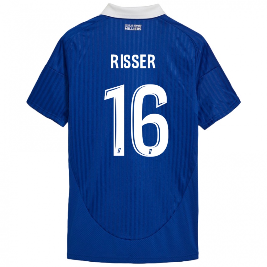 Hombre Camiseta Robin Risser #16 Azul Blanco 1ª Equipación 2024/25 La Camisa