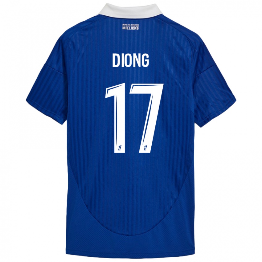 Hombre Camiseta Pape Diong #17 Azul Blanco 1ª Equipación 2024/25 La Camisa