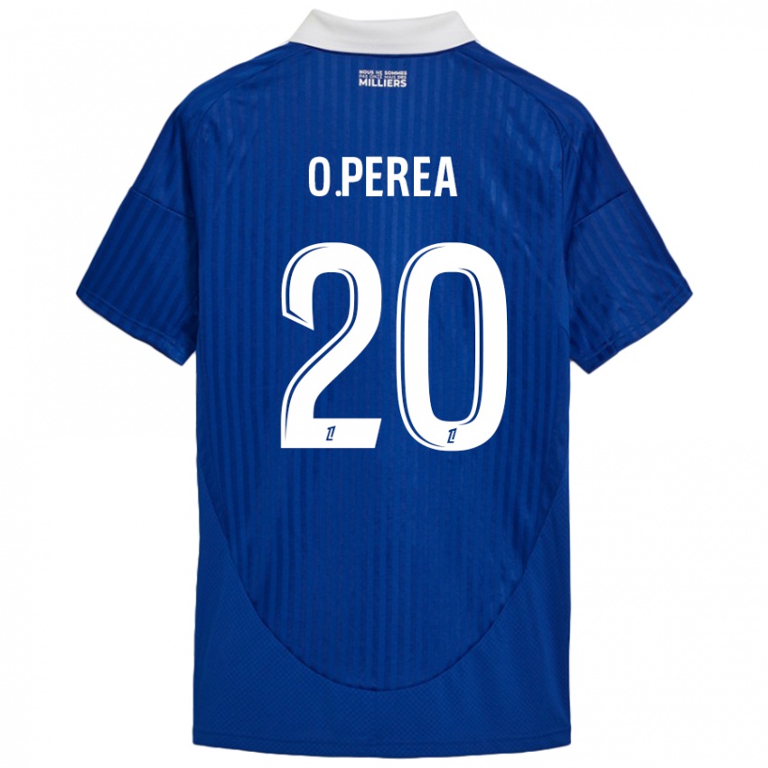 Hombre Camiseta Óscar Perea #20 Azul Blanco 1ª Equipación 2024/25 La Camisa