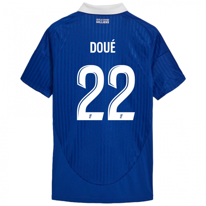 Hombre Camiseta Guéla Doué #22 Azul Blanco 1ª Equipación 2024/25 La Camisa