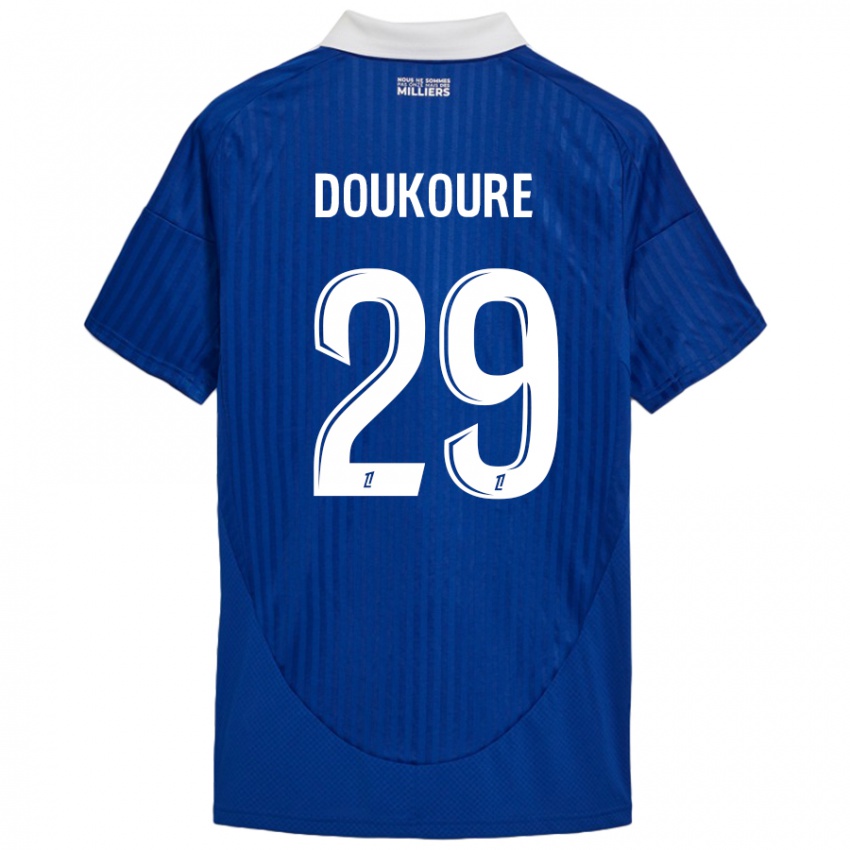 Hombre Camiseta Ismaël Doukouré #29 Azul Blanco 1ª Equipación 2024/25 La Camisa