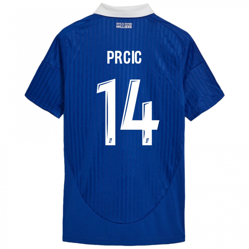 Hombre Camiseta Sanjin Prcic #14 Azul Blanco 1ª Equipación 2024/25 La Camisa