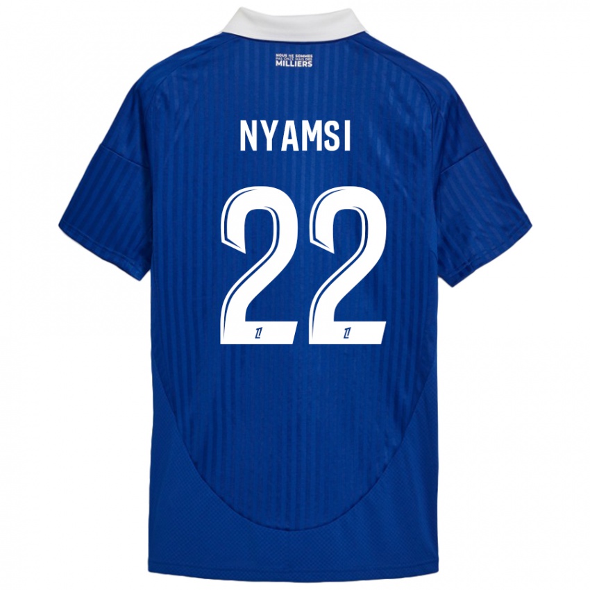 Hombre Camiseta Gerzino Nyamsi #22 Azul Blanco 1ª Equipación 2024/25 La Camisa