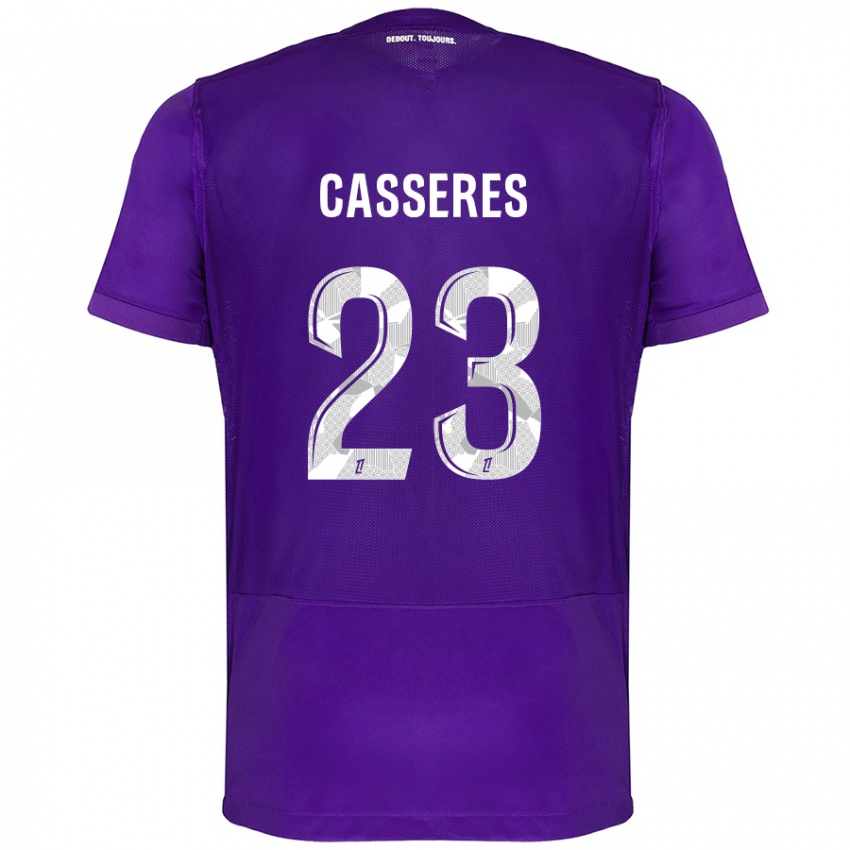 Hombre Camiseta Cristian Cásseres Jr. #23 Morado Blanco 1ª Equipación 2024/25 La Camisa