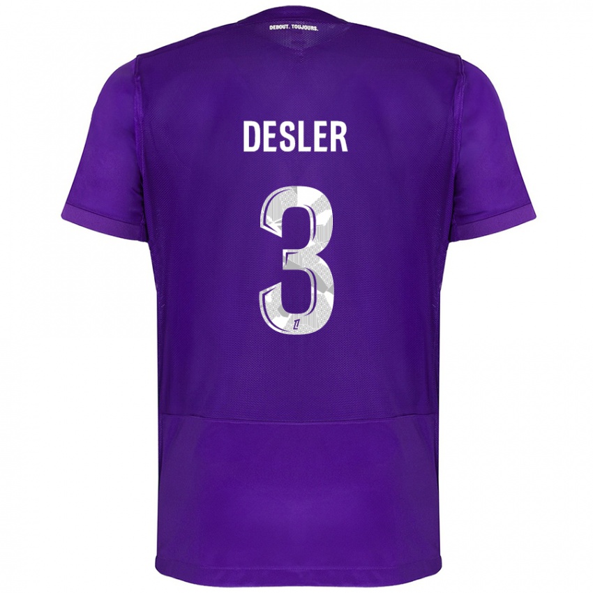 Hombre Camiseta Mikkel Desler #3 Morado Blanco 1ª Equipación 2024/25 La Camisa