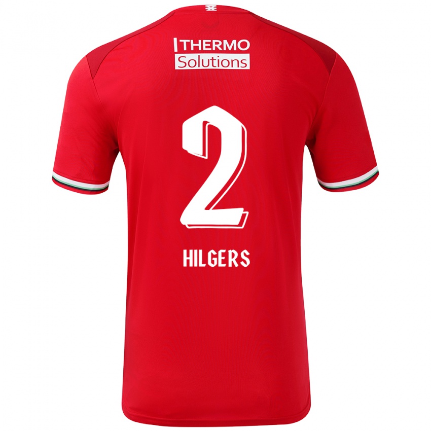 Hombre Camiseta Mees Hilgers #2 Rojo Blanco 1ª Equipación 2024/25 La Camisa