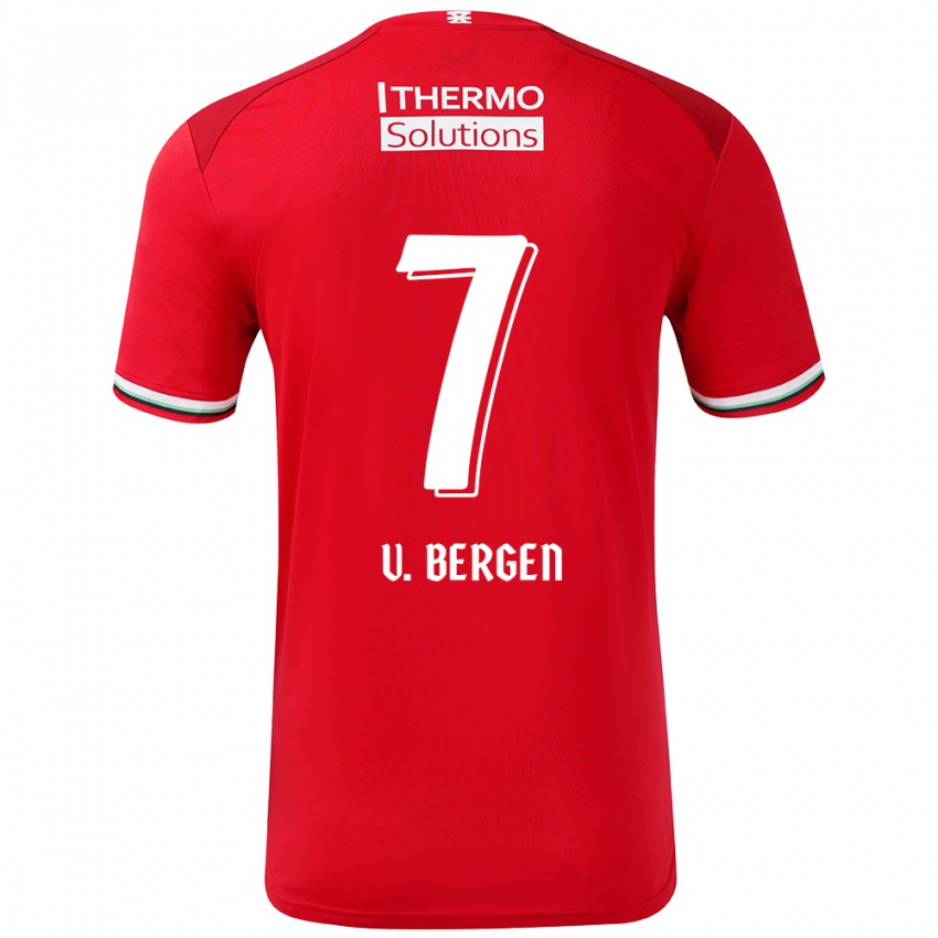 Hombre Camiseta Mitchell Van Bergen #7 Rojo Blanco 1ª Equipación 2024/25 La Camisa