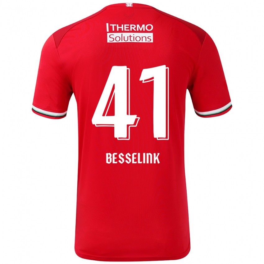 Hombre Camiseta Gijs Besselink #41 Rojo Blanco 1ª Equipación 2024/25 La Camisa