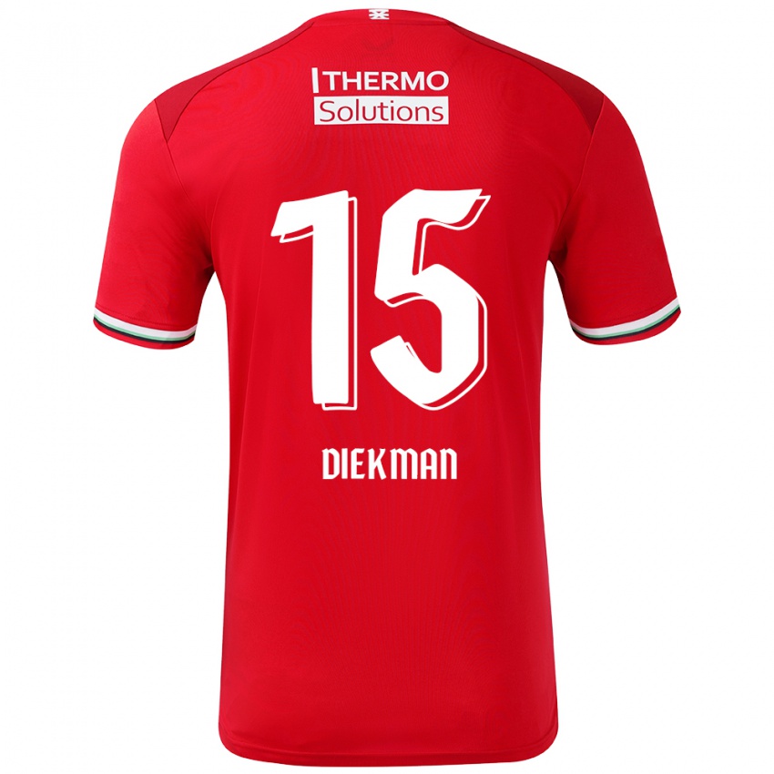 Hombre Camiseta Jill Diekman #15 Rojo Blanco 1ª Equipación 2024/25 La Camisa