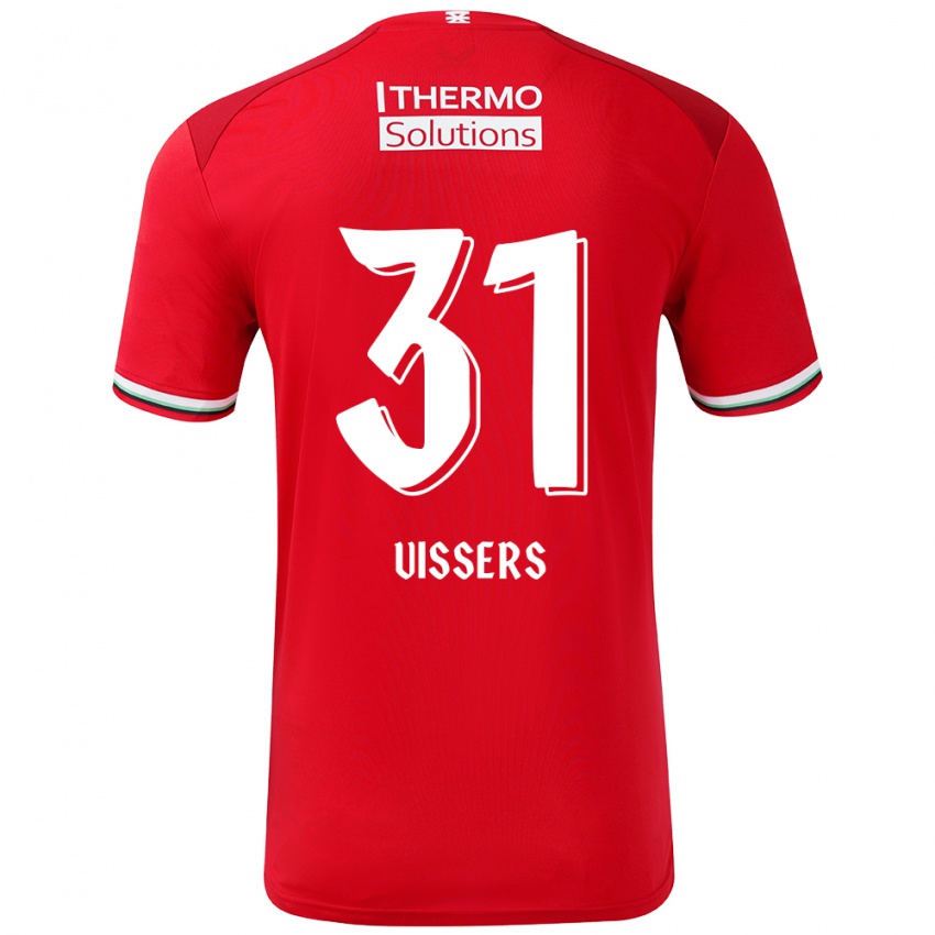 Hombre Camiseta Kiki Vissers #31 Rojo Blanco 1ª Equipación 2024/25 La Camisa