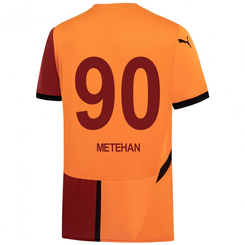 Hombre Camiseta Metehan Baltacı #90 Amarillo Rojo 1ª Equipación 2024/25 La Camisa