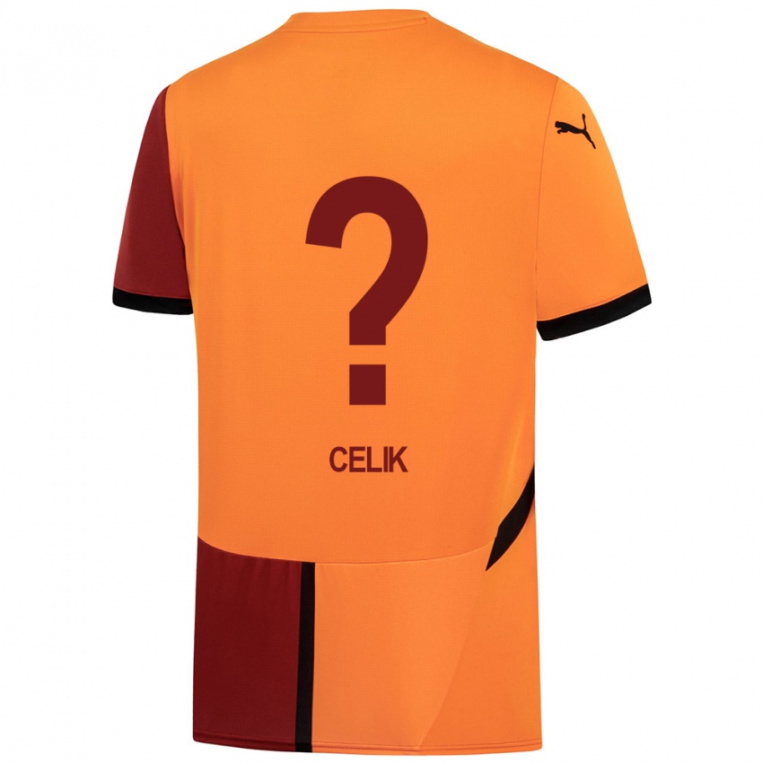 Hombre Camiseta Berke Celik #0 Amarillo Rojo 1ª Equipación 2024/25 La Camisa