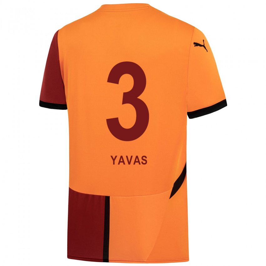 Hombre Camiseta Arda Yavas #3 Amarillo Rojo 1ª Equipación 2024/25 La Camisa