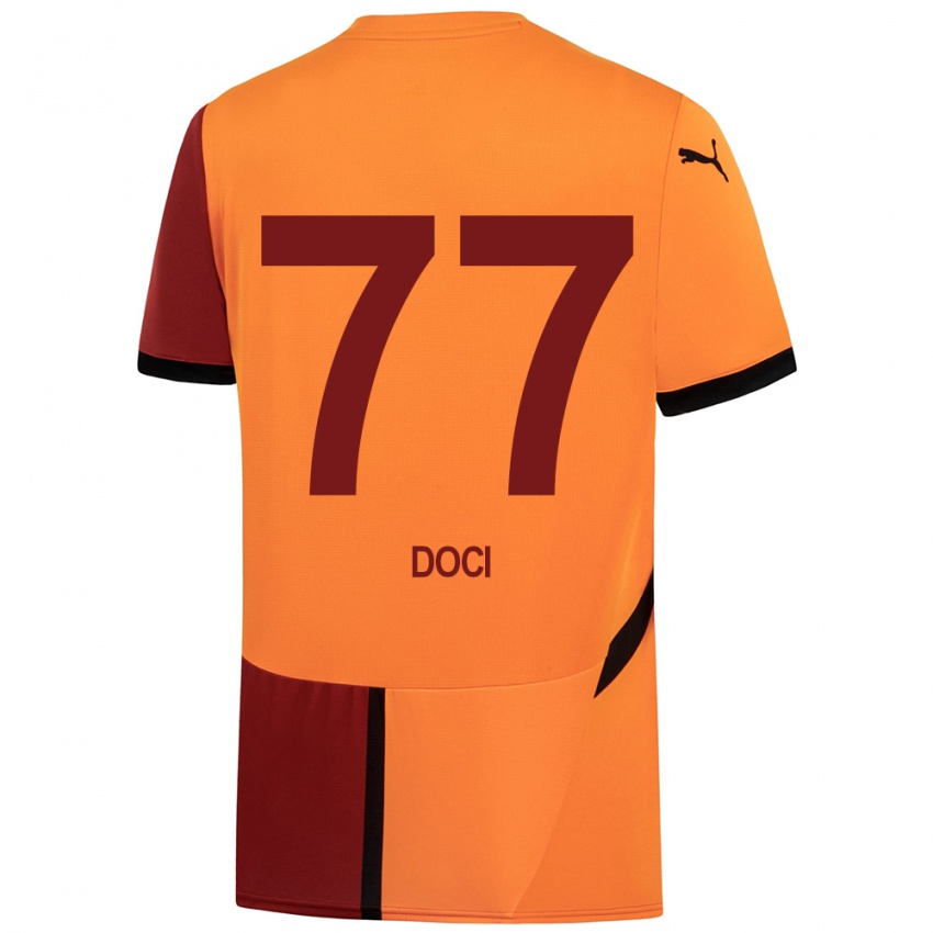 Hombre Camiseta Megi Doci #77 Amarillo Rojo 1ª Equipación 2024/25 La Camisa