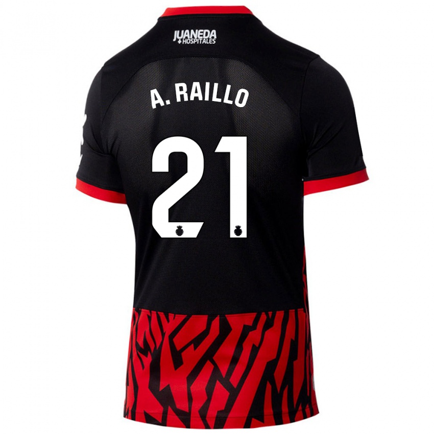 Hombre Camiseta Antonio Raíllo #21 Negro Rojo 1ª Equipación 2024/25 La Camisa