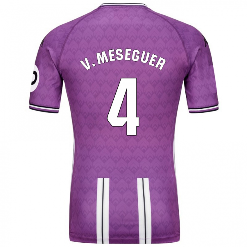 Hombre Camiseta Víctor Meseguer #4 Púrpura Blanco 1ª Equipación 2024/25 La Camisa