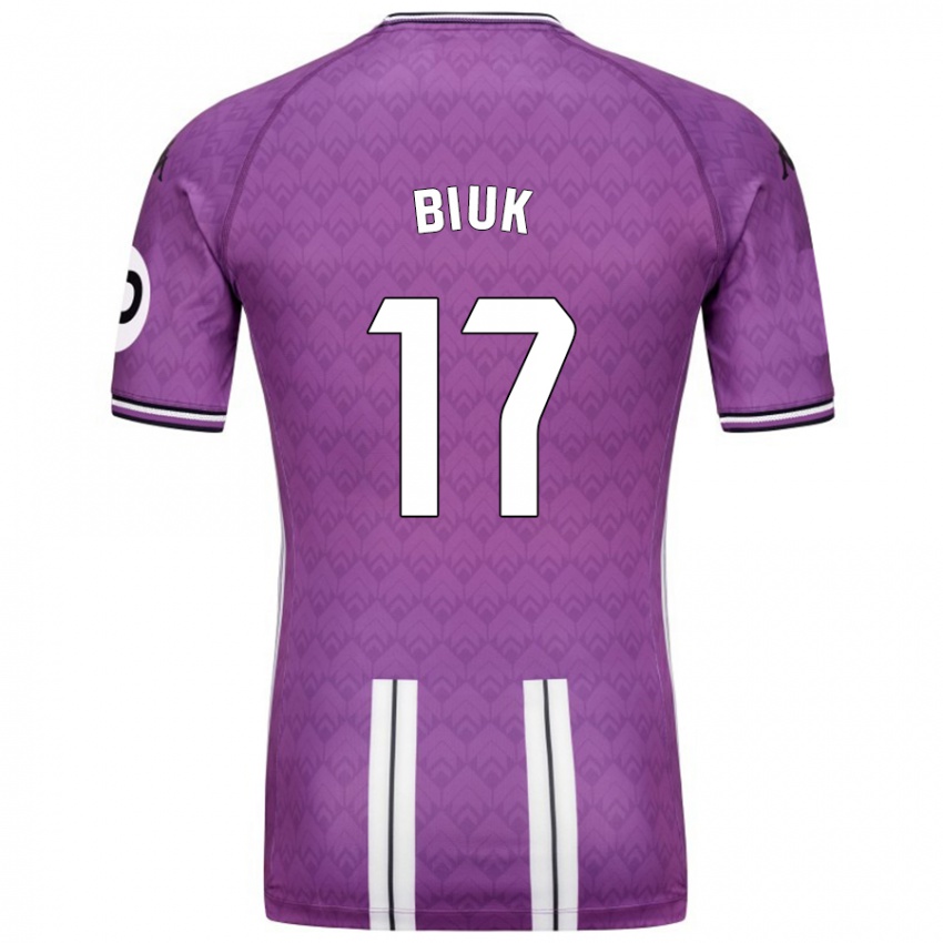 Hombre Camiseta Stipe Biuk #17 Púrpura Blanco 1ª Equipación 2024/25 La Camisa