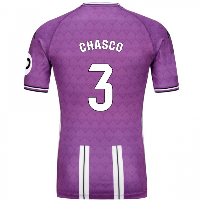 Hombre Camiseta Raúl Chasco #3 Púrpura Blanco 1ª Equipación 2024/25 La Camisa