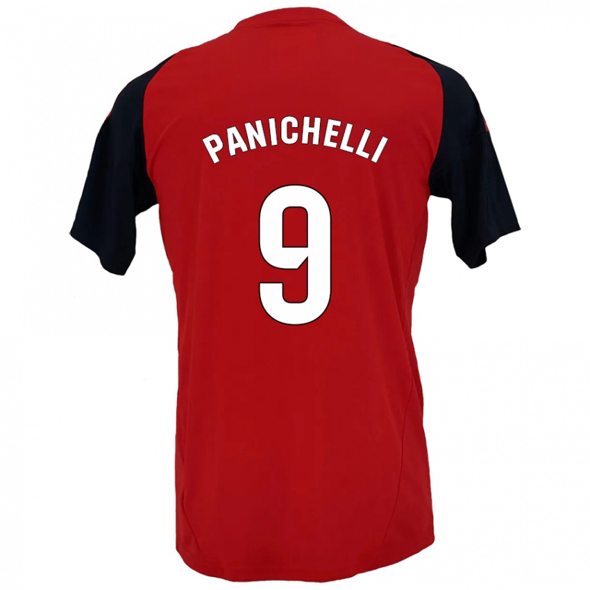 Hombre Camiseta Joaquín Panichelli #9 Rojo Negro 1ª Equipación 2024/25 La Camisa