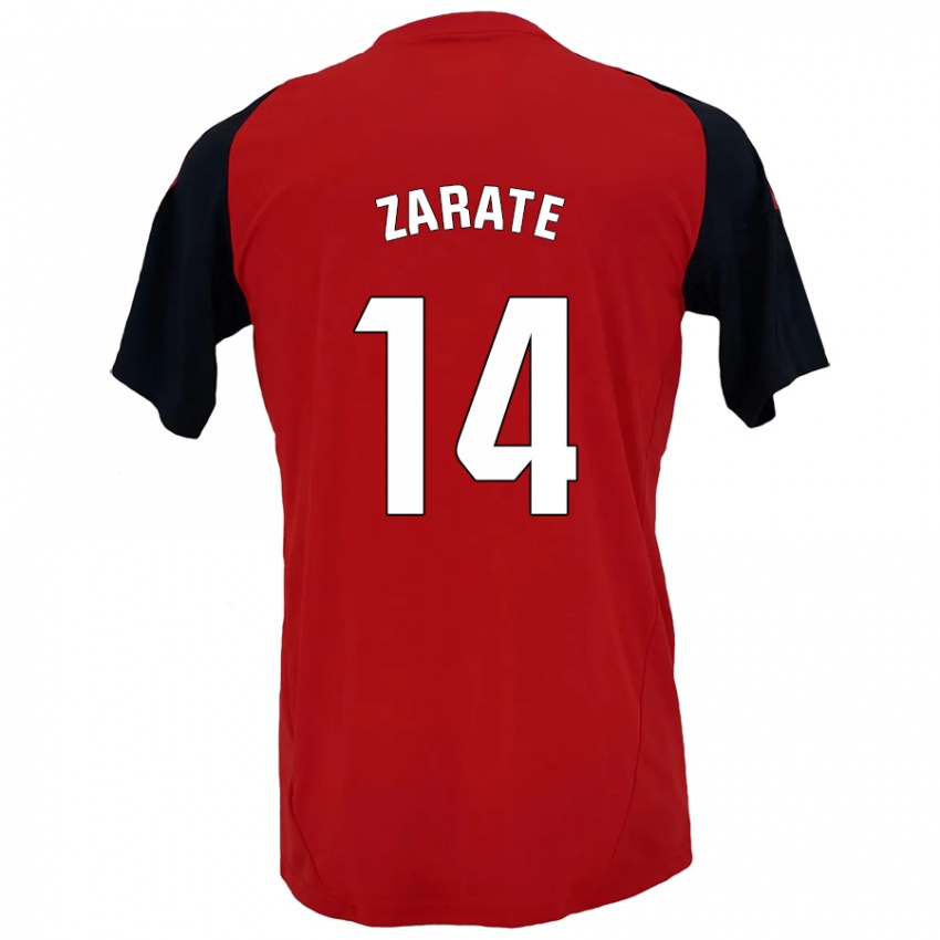 Hombre Camiseta Hugo Zárate #14 Rojo Negro 1ª Equipación 2024/25 La Camisa