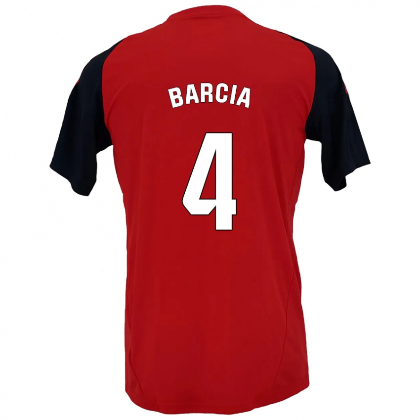 Hombre Camiseta Sergio Barcia #4 Rojo Negro 1ª Equipación 2024/25 La Camisa