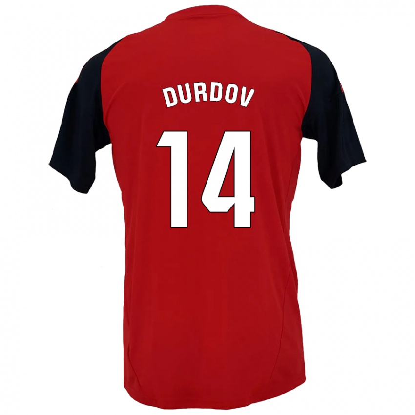 Hombre Camiseta Ivan Durdov #14 Rojo Negro 1ª Equipación 2024/25 La Camisa