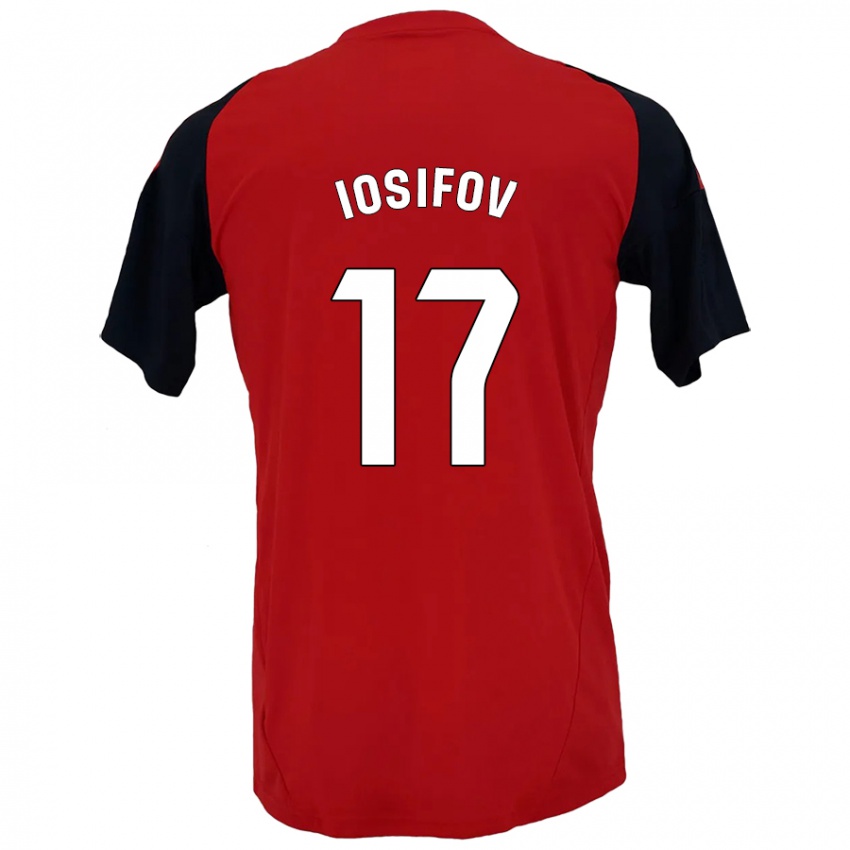 Hombre Camiseta Nikita Iosifov #17 Rojo Negro 1ª Equipación 2024/25 La Camisa