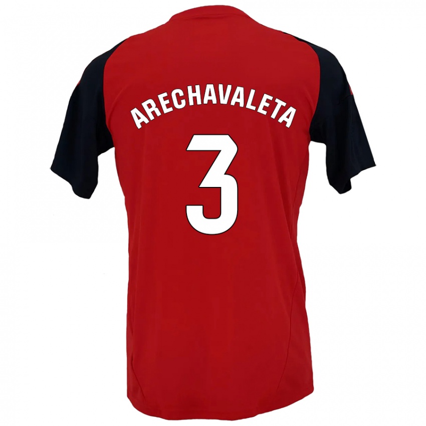 Hombre Camiseta Jorge Arechavaleta #3 Rojo Negro 1ª Equipación 2024/25 La Camisa