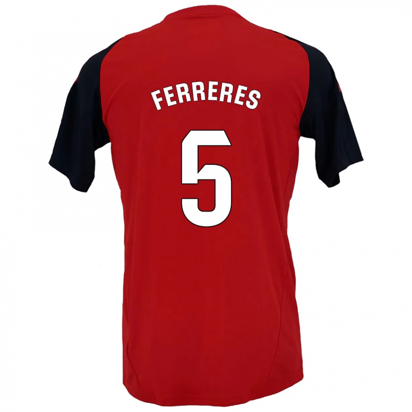 Hombre Camiseta Manolo Ferreres #5 Rojo Negro 1ª Equipación 2024/25 La Camisa