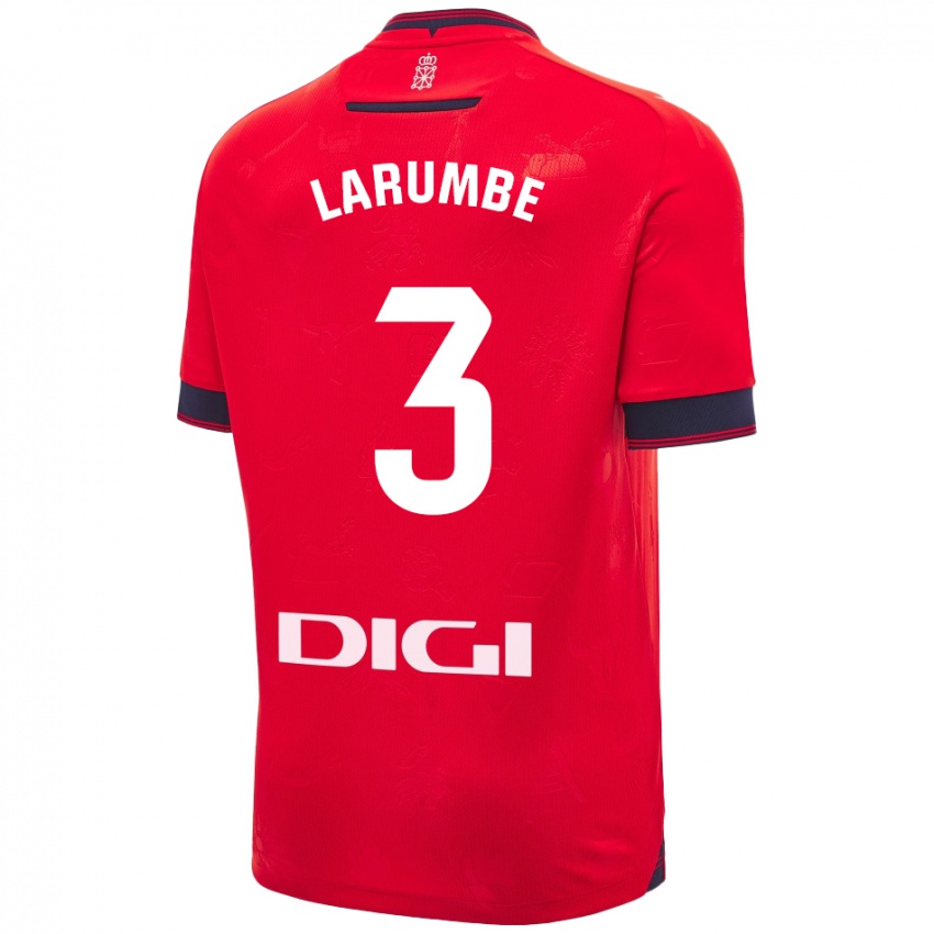 Hombre Camiseta Saioa Larumbe Beloqui #3 Rojo Blanco 1ª Equipación 2024/25 La Camisa