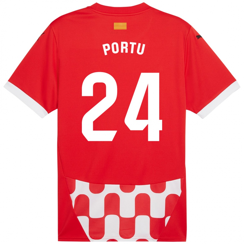 Hombre Camiseta Portu #24 Rojo Blanco 1ª Equipación 2024/25 La Camisa