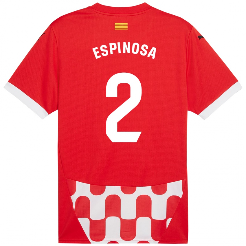 Hombre Camiseta Bernardo Espinosa #2 Rojo Blanco 1ª Equipación 2024/25 La Camisa