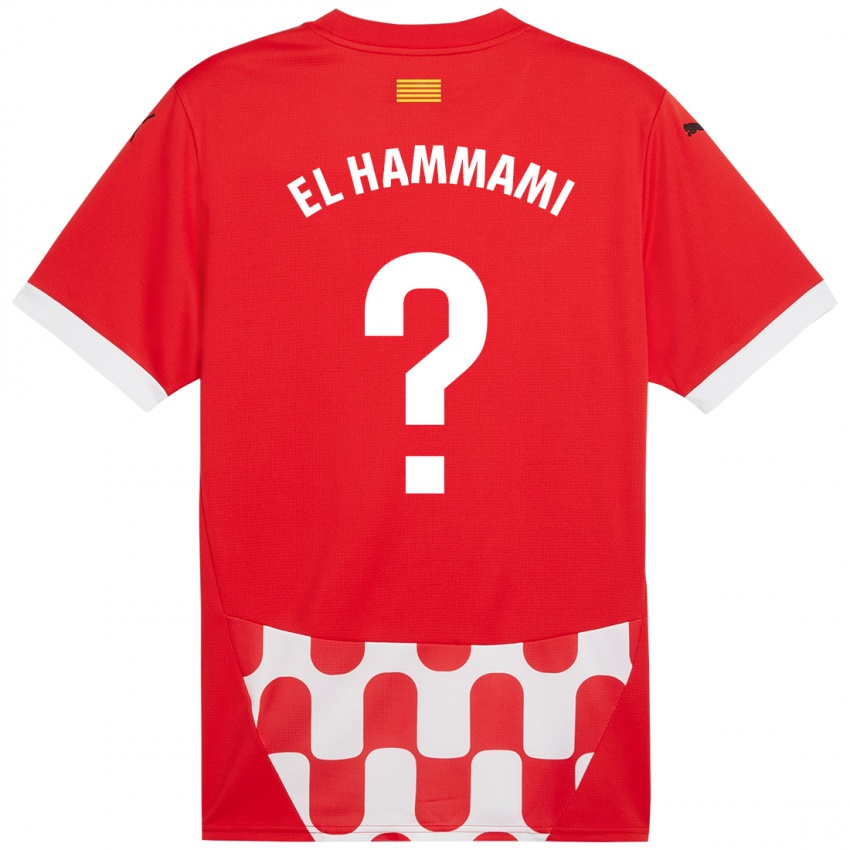 Hombre Camiseta Ayoub El Hammami #0 Rojo Blanco 1ª Equipación 2024/25 La Camisa