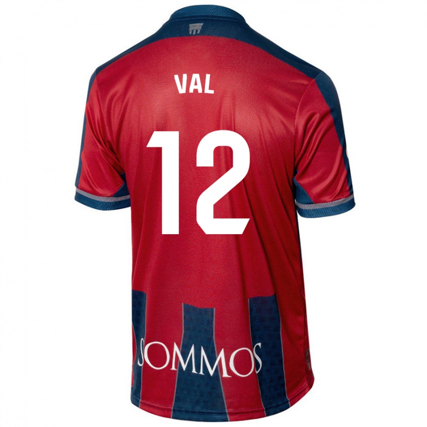 Hombre Camiseta Ángel Val #12 Rojo Azul 1ª Equipación 2024/25 La Camisa