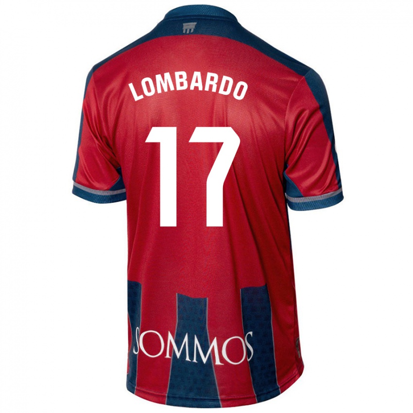 Hombre Camiseta Enzo Lombardo #17 Rojo Azul 1ª Equipación 2024/25 La Camisa