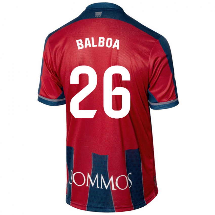 Hombre Camiseta Álex Balboa #26 Rojo Azul 1ª Equipación 2024/25 La Camisa