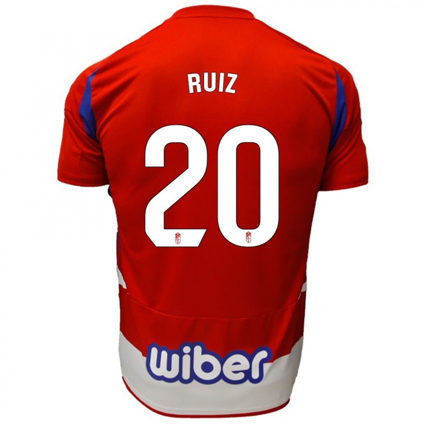 Hombre Camiseta Sergio Ruiz #20 Rojo Blanco Azul 1ª Equipación 2024/25 La Camisa