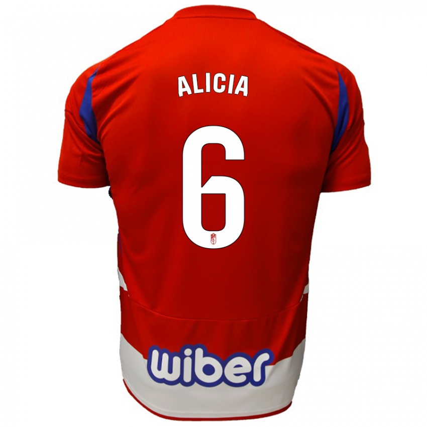 Hombre Camiseta Alicia #6 Rojo Blanco Azul 1ª Equipación 2024/25 La Camisa