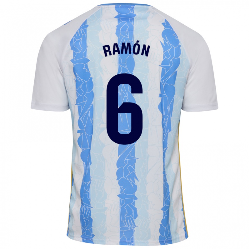 Hombre Camiseta Ramón Enríquez #6 Blanco Azul 1ª Equipación 2024/25 La Camisa