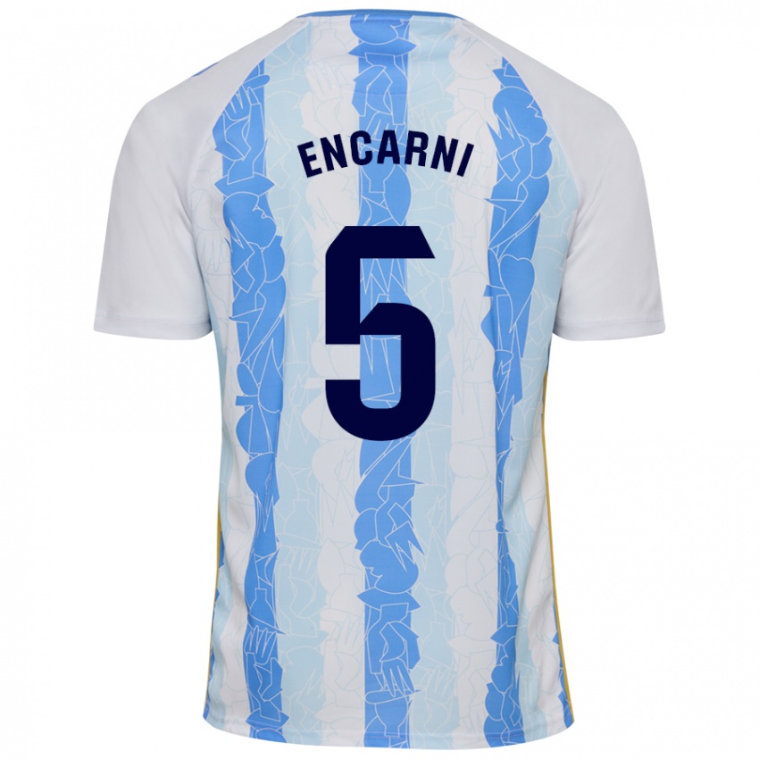 Hombre Camiseta Encarni #5 Blanco Azul 1ª Equipación 2024/25 La Camisa